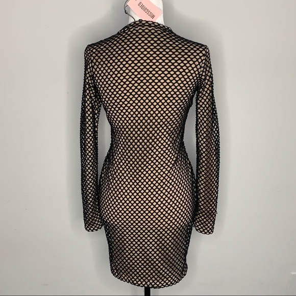 Layered mesh and fishnet mini dress in black - Picture 2 of 3